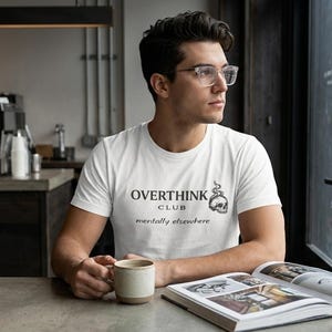 Overthink Club Skull T-Shirt – Mentally Elsewhere Dark Academia Tee image 8