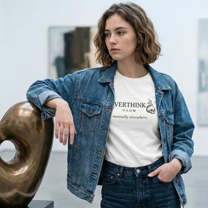 Overthink Club Skull T-Shirt – Mentally Elsewhere Dark Academia Tee image 5