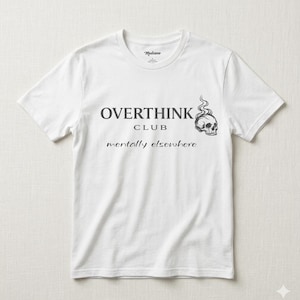 Overthink Club Skull T-Shirt – Mentally Elsewhere Dark Academia Tee image 1
