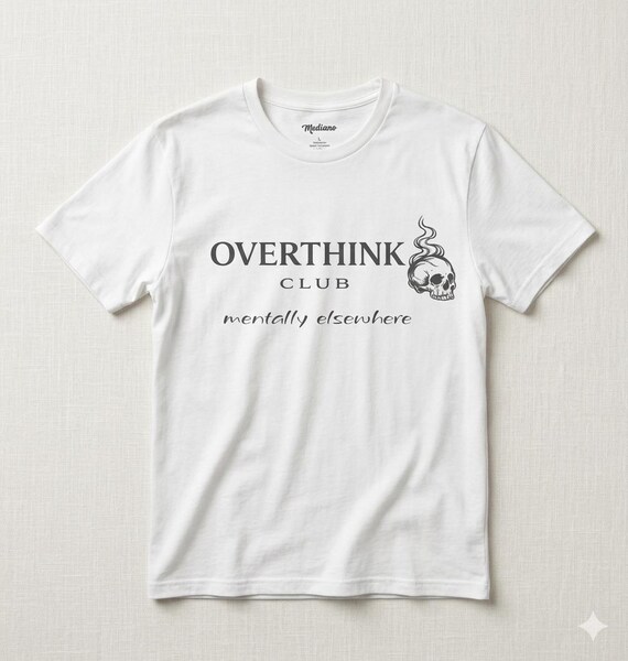 Overthink Club Skull T-Shirt – Mentally Elsewhere Dark Academia Tee