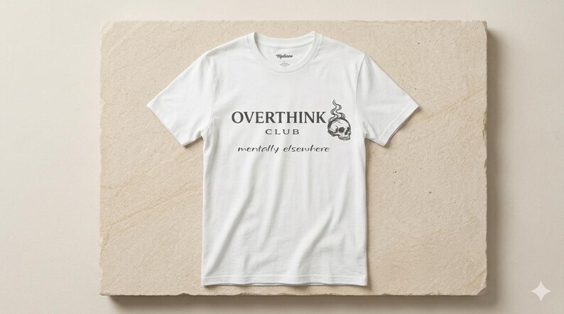 Overthink Club Skull T-Shirt – Mentally Elsewhere Dark Academia Tee image 4