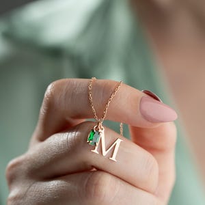 Custom Initial Necklace with Birthstone, Personalized Gift for Women, Birthday Gift for Her, Personalized Necklace, Birthstone Necklace