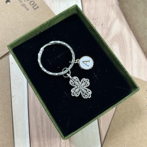 Personalized Vintage Cross Keychain,Catholic Cross Keychain,SMALL Cross Prayer Keyring,Handmade Initial Pendant Car Key Holder for Women