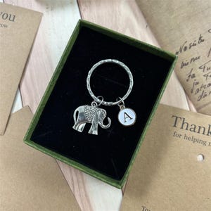 Personalised Elephant Letter Keyring,Lucky Elephant Keychain,Gift for Elephant Lover, Elephant Accessory,Elephant Gift,Elephant Charm