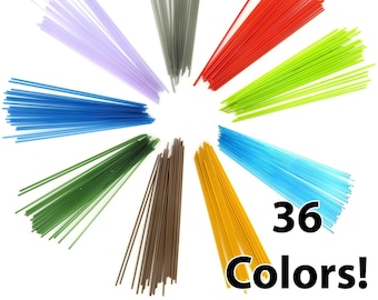 Tubos de muestra de cuerda de 1 mm (aproximadamente 20 piezas, 4,5 pulgadas de largo) COE 90 Bullseye Glass - ¡36 colores!