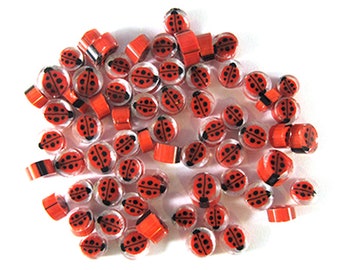 Ladybug Glass Murrine, 0.5 oz Precut, COE 90 Bullseye Fusible Glass - 23101