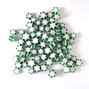 Peppermint Twist Murrine (Green), 0.5 oz Precut, 90 COE Fusable Glass Murrini Millefiori - 13102