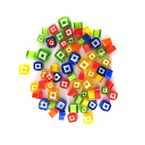 Jewel Square Assortment, 0.5 oz Precut, 90 COE Fusable Glass Murrine Murrini Millefiori - ASRT-SQ4