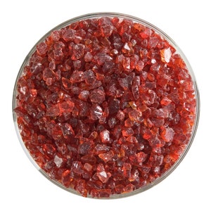 Frit de vidro transparente vermelho granada - Striker - Bullseye grosso COE 90 fusível
