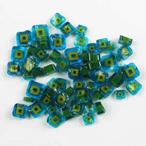Turquoise Hip To Be Square Millefiori - 90 COE - SQ01