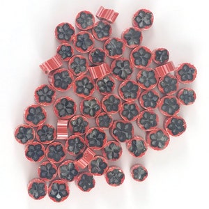 Chinese Bellflower Murrine (Black and Red), 0.5 oz Precut, 90 COE Fusable Glass Murrini Millefiori - 1104