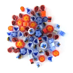 Spring Assortment, 0.5 oz Precut, 96 COE Fusable Glass Murrine Murrini Millefiori - ASRT-SPRING-96