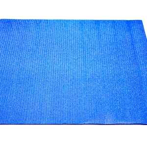 May include: A blue yoga mat with a textured surface.