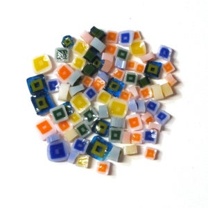 Squares Assortment, 0.5 oz Precut, 96 COE Fusable Glass Murrine Murrini Millefiori - ASRT-SQ1-96
