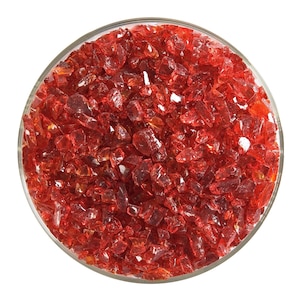 Frit de vidro transparente vermelho - Striker - Bullseye grosso COE 90 fusível