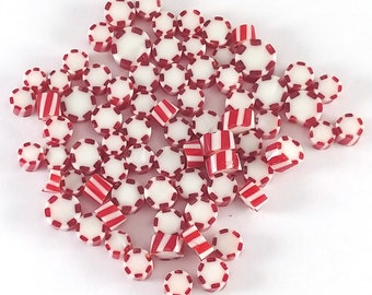 Peppermint Twist Murrini, 0.5 oz Precut, 90 COE Glass Millefiori