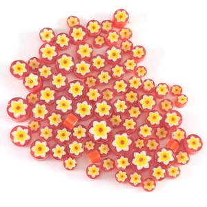 Orange Jasmine Flower Murrine Millefiori - Bullseye COE 90 - 6103