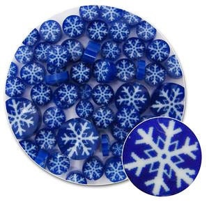 White Snowflake on Dark Blue Glass Millefiori - 90 Coe - 11101