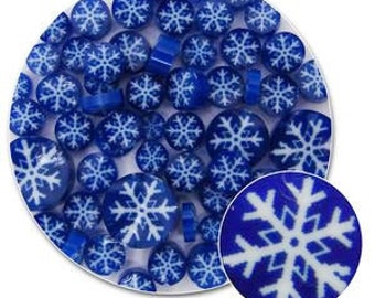 White Snowflake on Dark Blue Glass Millefiori - 90 Coe - 11101