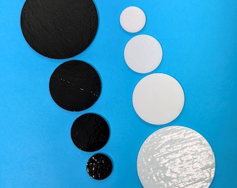 White/Black Fusible Precut Circles COE 90 Glass Blanks - 5 Sizes Available - COE 90 Bullseye