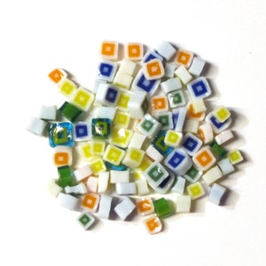 Square Assortment, 0.5 oz Precut, 90 COE Fusable Glass Murrine Murrini Millefiori - ASRT-SQ1
