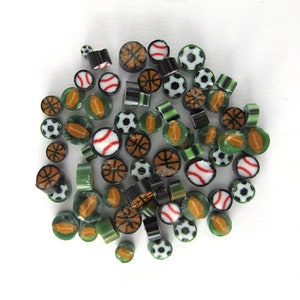 Sports Assortment, 0.5 oz Precut, 90 COE Fusable Glass Murrine Murrini Millefiori - ASRT-SPORTS