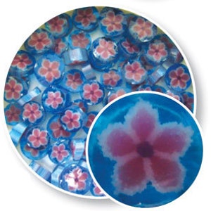 Pink Bellflower Millefiori - 90 Coe Bullseye Glass - 1103
