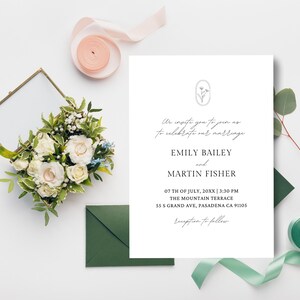 Wedding Invitation Template Canva, Minimalist Wedding invitation template, Modern Wedding invite, Printable Wedding, Editable Canva Wedding