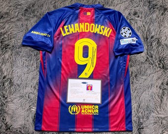 Maglia/camicia da casa numero 9 del Barcellona 25/26 autografata da Robert Lewandowski - Certificato di autenticità - 2025