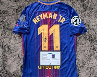 Maglia/Maglietta Home del Barcellona, stagione 2017/18, firmata da Neymar Jr - Certificato di autenticità - 2017
