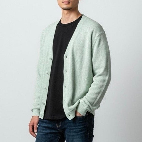 Vintage Kings Road Sears Mint Green Orlon Acrylic Cardigan Sweater 