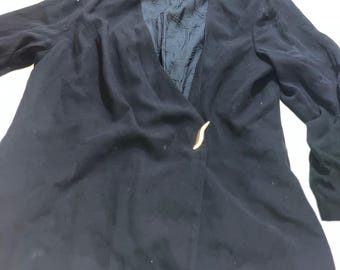 Elisabeth Liz Claiborne Vintage Black Blazer Plus Size 20 Bronze Detail Classy