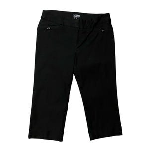 May include: Black capri pants with a tailored design. The pants have a fitted waist, pockets, and a cropped length. The brand name "SOHO" is visible on the waistband. These pants are suitable for casual or semi-formal wear.