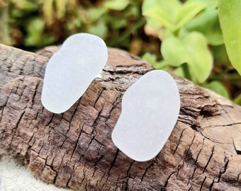 French Coast Sea Glass Earrings: Sterling Silver Posts