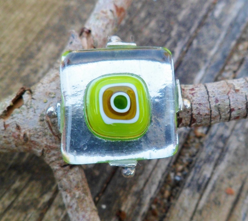 Fused Glass. Green Glass Ring. Handmade Fused Glass Ring. Etsy