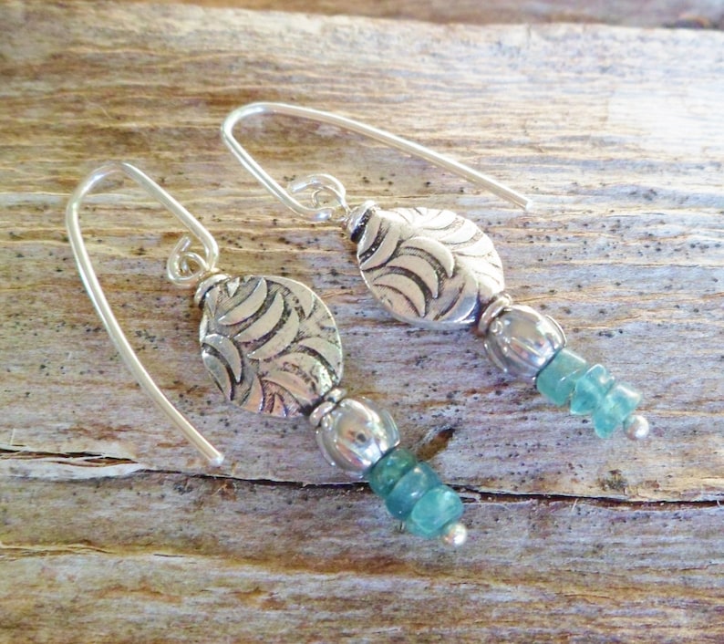 Handmade. Dangle earrings Gemstone Apatite Earring Blue Stone Earrings Apatite And Sterling Silver Dangle Earrings Apatite Earrings