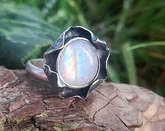 Moonstone Ring. Sterling Silver And Moonstone Ring. Natural Moonstone. Adjustable Ring.