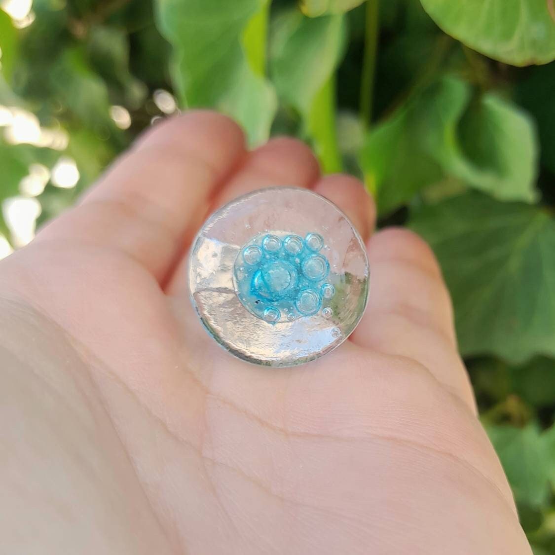 Bubble Glass Ring. Handmade Fused Glass Ring. Handmade Fused