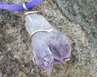 Rare Amethyst Point Necklace. Amethyst Point Pendant. Mineral. Natural Stone. Raw Amethyst And Sterling Silver Necklace. Rough Stone.