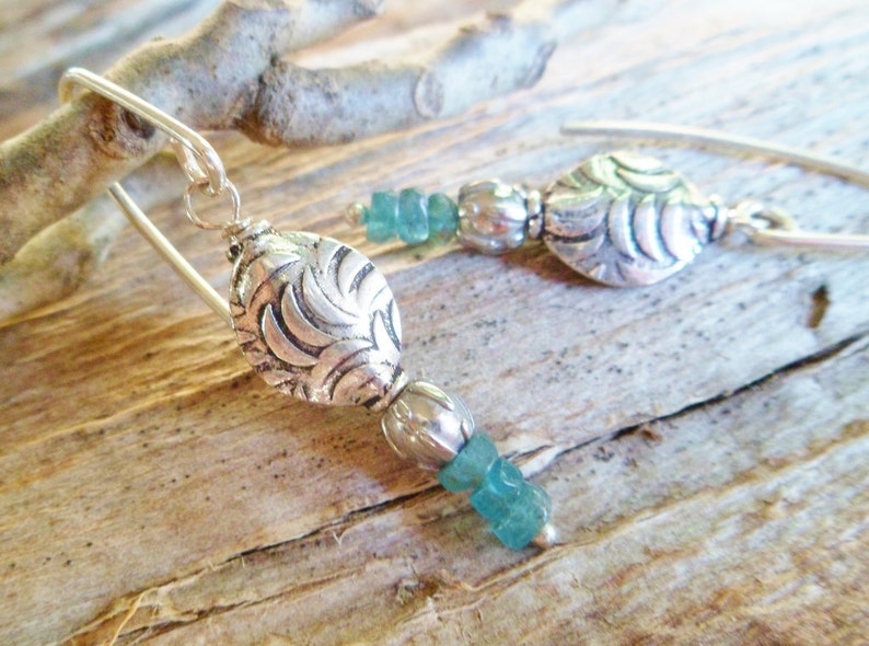 Handmade. Dangle earrings Gemstone Apatite Earring Blue Stone Earrings Apatite And Sterling Silver Dangle Earrings Apatite Earrings