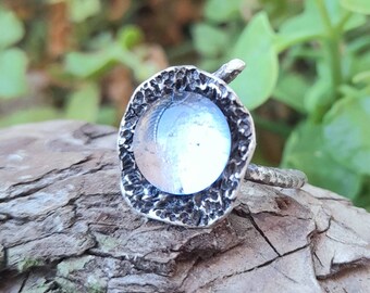 Fused Glass Ring. Sterling Silver And Glass Ring. Light Blue Glass Ring. Artisan Ring. Adjustable Silver Ring. Original Ring. Fused Glass.