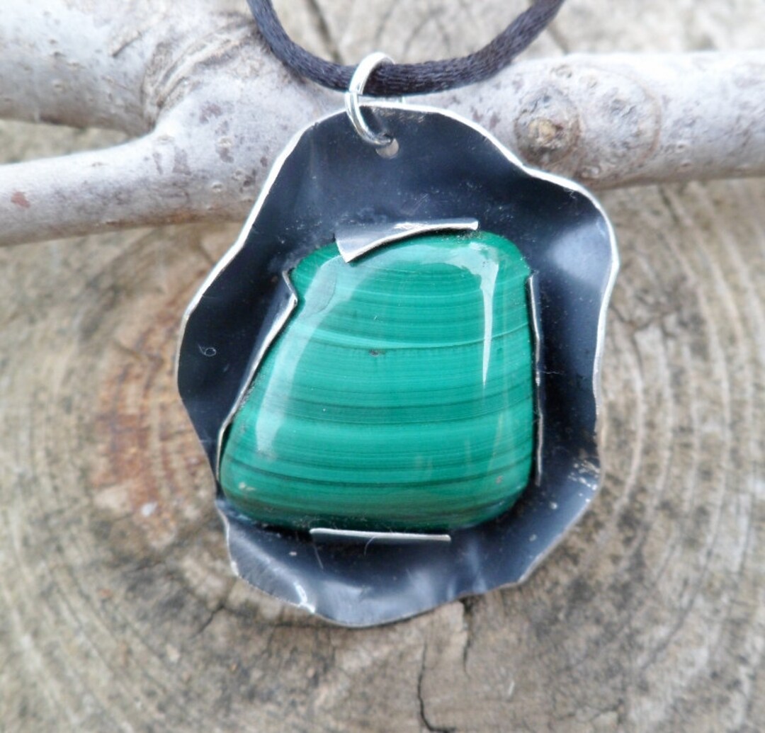 Sterling silver clearance malachite necklace