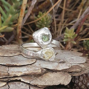 Silver Ring with Green and Yellow Crystals. Adjustable Silver Ring. Multicolor Ring. Crystal Jewelry. Handmade Jewelry