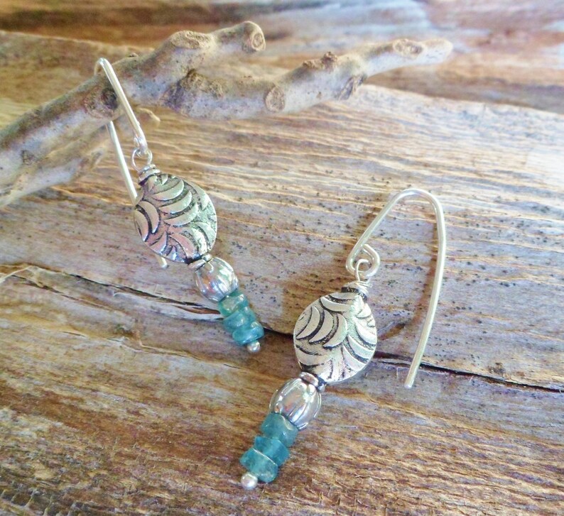 Handmade. Dangle earrings Gemstone Apatite Earring Blue Stone Earrings Apatite And Sterling Silver Dangle Earrings Apatite Earrings