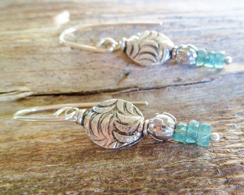 Handmade. Dangle earrings Gemstone Apatite Earring Blue Stone Earrings Apatite And Sterling Silver Dangle Earrings Apatite Earrings