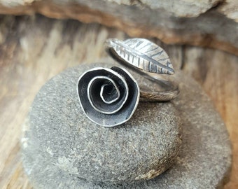Rose Ring. Sterling Silver Rose Ring. Open Ring. Sterling Silver Flower Ring. Handmade Jewelry. Artisan Ring. Rose Jewelry.