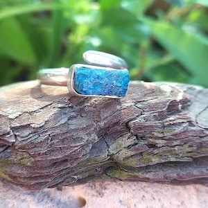 Raw Apatite Sterling Silver Ring: Adjustable Artisan Jewelry