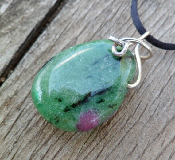 Items similar to Ruby In Zoisite With Sterling Silver Necklace. Ruby In ...