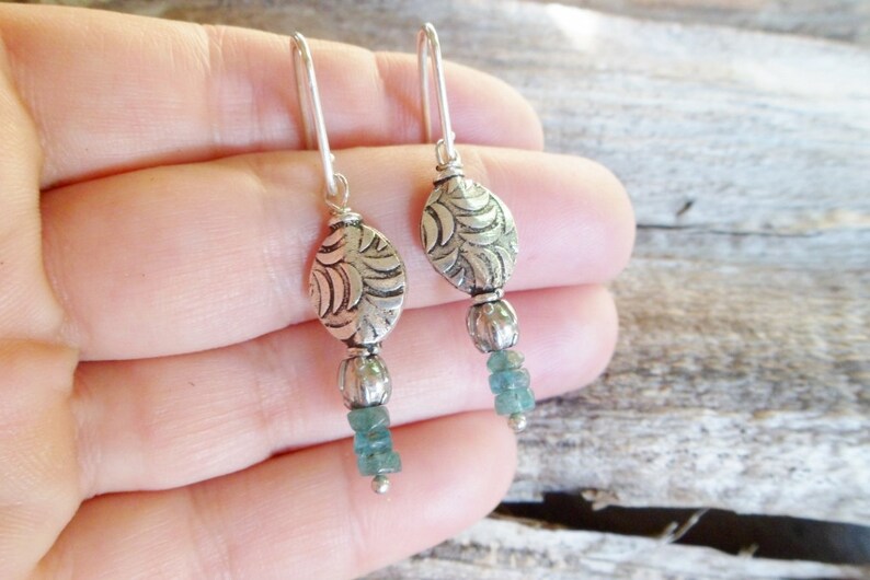 Handmade. Dangle earrings Gemstone Apatite Earring Blue Stone Earrings Apatite And Sterling Silver Dangle Earrings Apatite Earrings