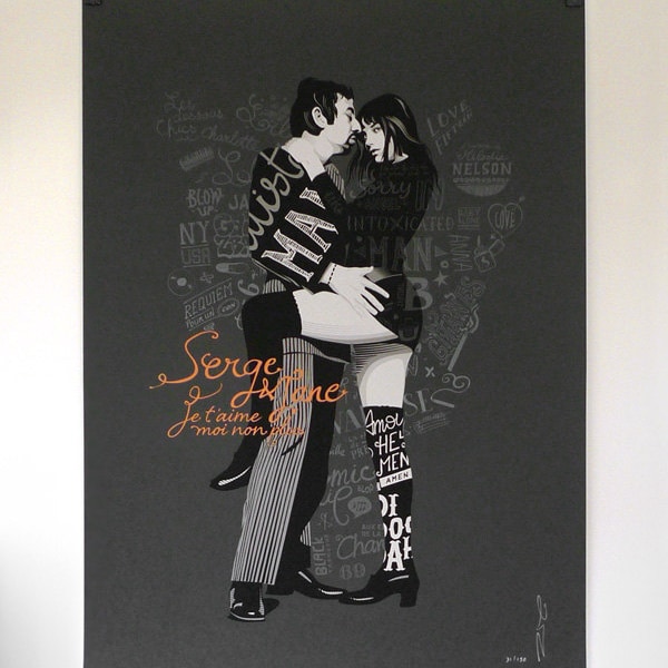 Screenprint Serge & Jane - Gainsbourg tribute - 25 years